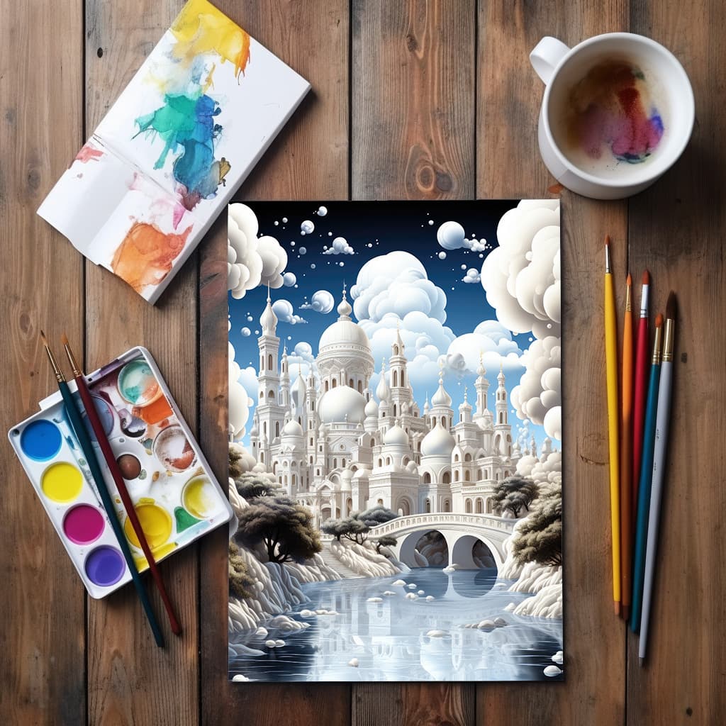 Kingdoms of Wonder Vol 1 | Digital Grayscale Adult Coloring Book | Magical Palace Cities | 30 Fantasy Images
