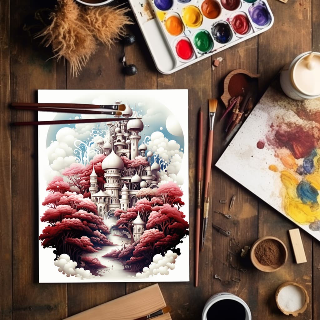 Kingdoms of Wonder Vol 1 | Digital Grayscale Adult Coloring Book | Magical Palace Cities | 30 Fantasy Images