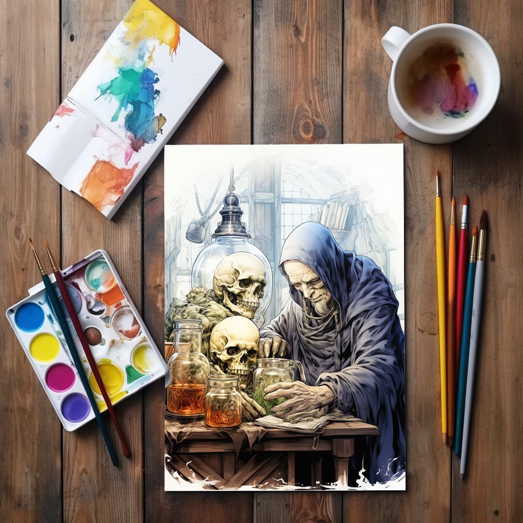 Victorian Nightmares - Digital Grayscale Coloring Book | Haunted Houses | Ghosts | 30 Creepy Scary Images